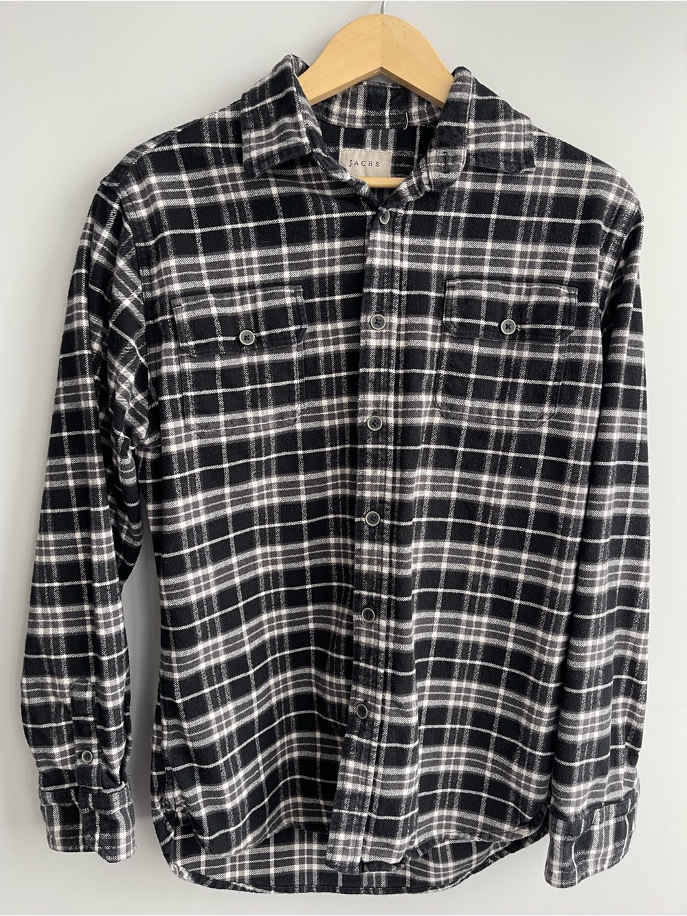 Jachs Black & White Plaid Flannel Button-Down Shirt